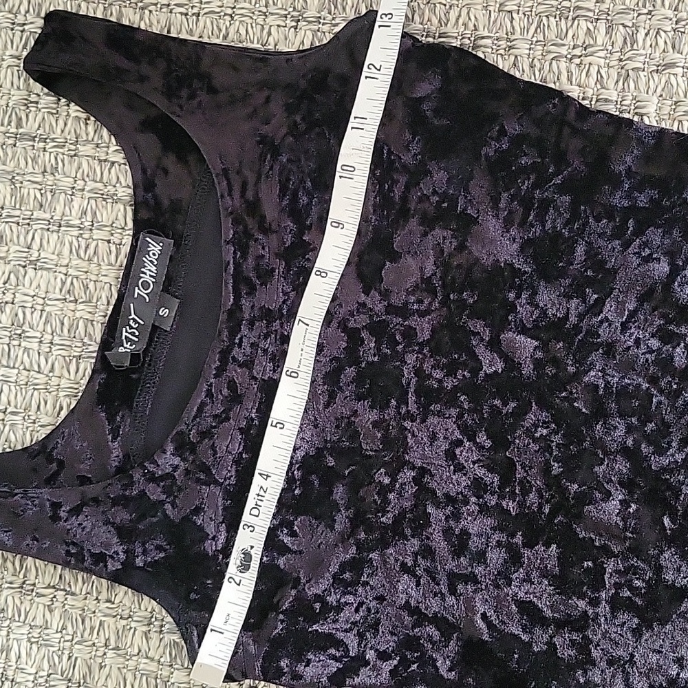 VINTAGE BETSEY JOHNSON BLACK CRUSHED VELVET TANK SMALL - Picture 4 of 8
